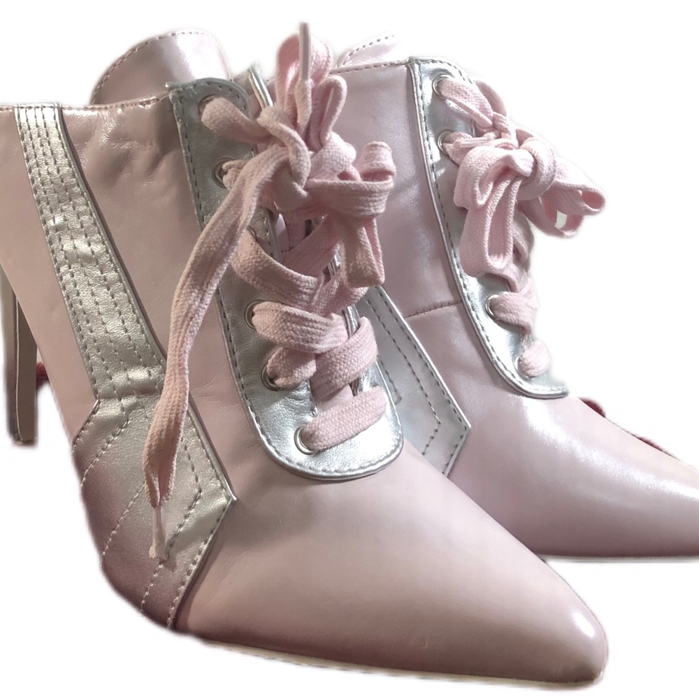 Cape Robbin Pink and Silver Retro Style Point Toe Mules - Picture 5 of 10